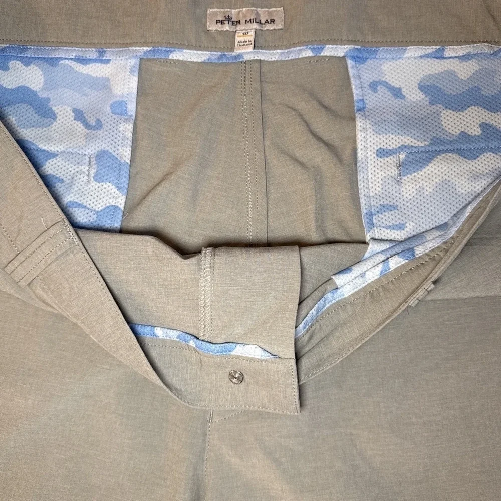 Peter Millar Performance Shorts Mens 40 Gray Flat Front Golf Tech Coastal Summer